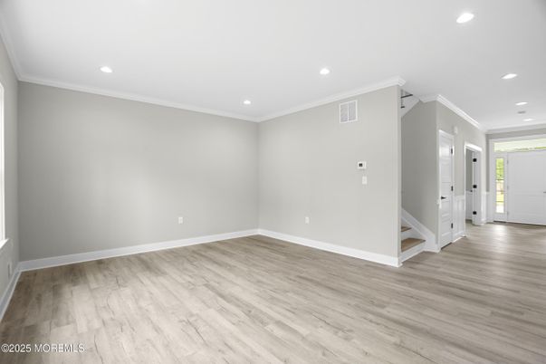Empty room, Interior, Recessed Lighting, Wood Texture Flooring