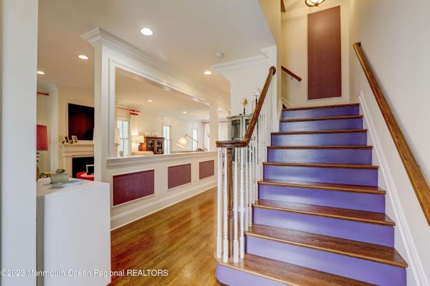 Fireplace, Interior, Recessed Lighting, Wood Texture Flooring
