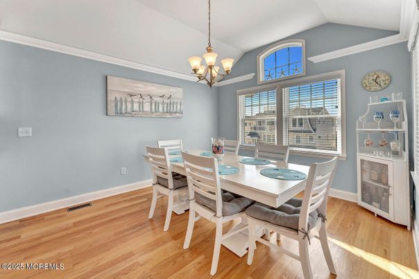 Chandelier, Dining room, Interior, Wood Texture Flooring