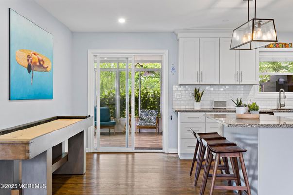 Interior, Kitchen, Pendant Lights, Recessed Lighting, Wood Texture Flooring