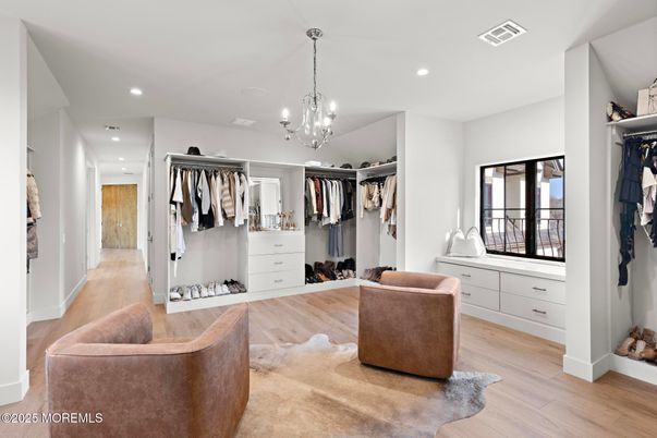 Chandelier, Interior, Recessed Lighting, Walk-in Closets, Wood Texture Flooring