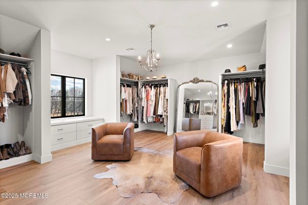 Chandelier, Interior, Recessed Lighting, Walk-in Closets, Wood Texture Flooring