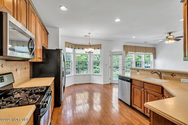Interior, Kitchen, Pendant Lights, Recessed Lighting, Wood Texture Flooring