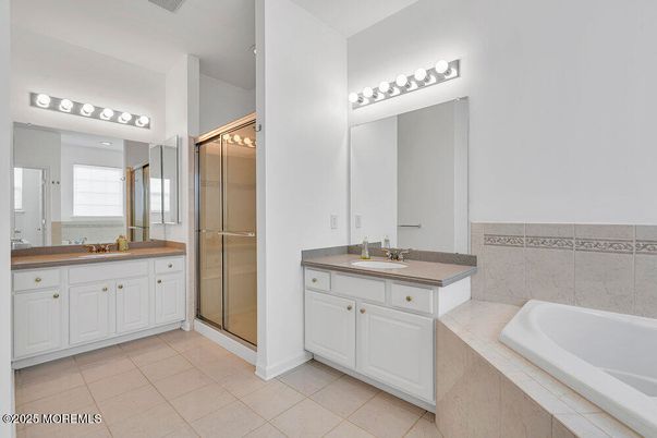 Bathroom, Dual Sink Vanities, Glass Shower, Interior