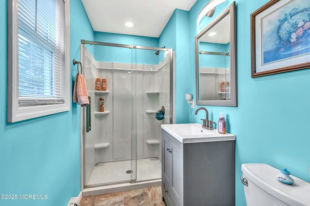 Bathroom, Glass Shower, Interior, Recessed Lighting