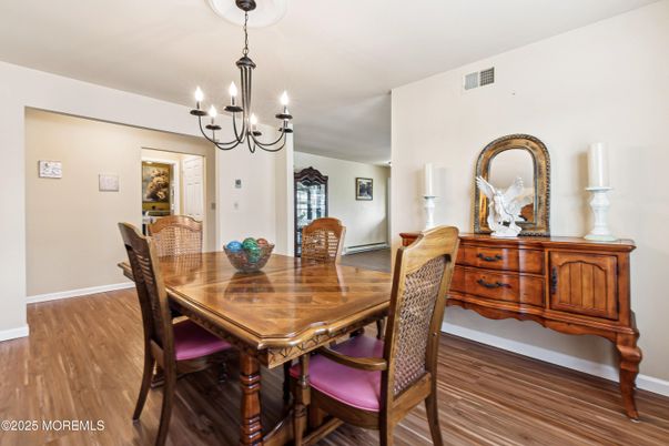 Chandelier, Dining room, Interior, Wood Texture Flooring