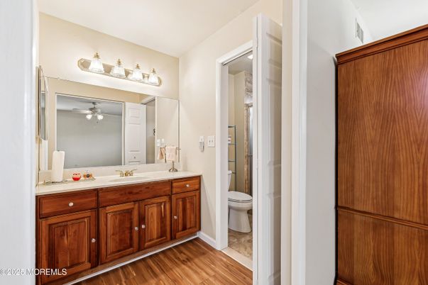 Bathroom, Dual Sink Vanities, Interior, Wood Texture Flooring
