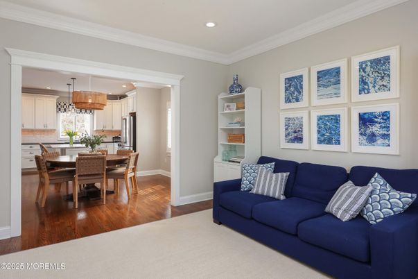 Chandelier, Dining room, Interior, Kitchen, Living room, Pendant Lights, Recessed Lighting, Wood Texture Flooring