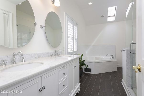 Bathroom, Dual Sink Vanities, Glass Shower, Interior, Recessed Lighting