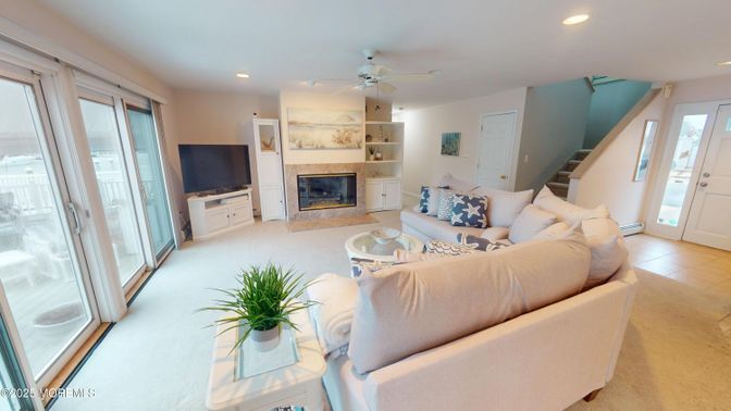 Fireplace, Interior, Living room, Recessed Lighting