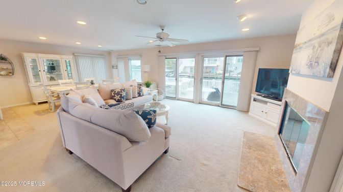Dining room, Fireplace, Interior, Living room, Recessed Lighting