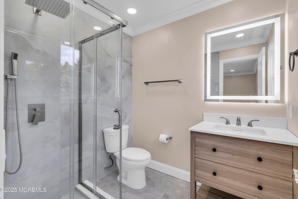 Bathroom, Glass Shower, Interior, Recessed Lighting