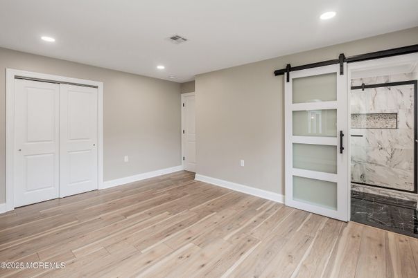 Bathroom, Empty room, Interior, Marble, Marble Walls, Recessed Lighting, Wood Texture Flooring
