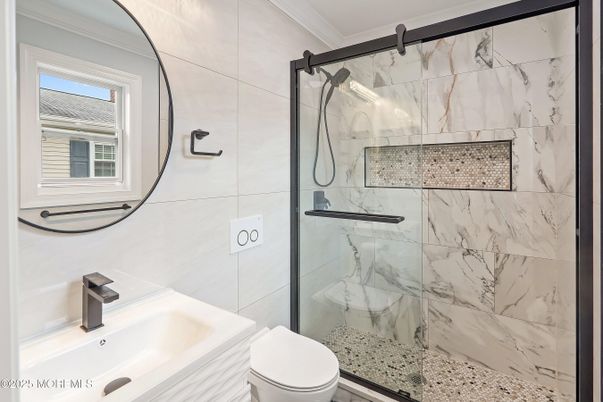 Bathroom, Glass Shower, Interior, Marble Walls