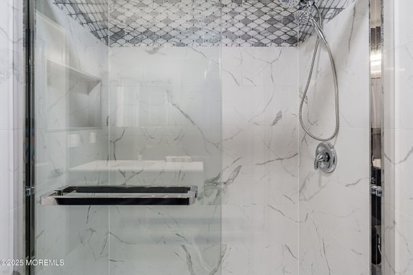 Bathroom, Glass Shower, Interior, Marble Walls