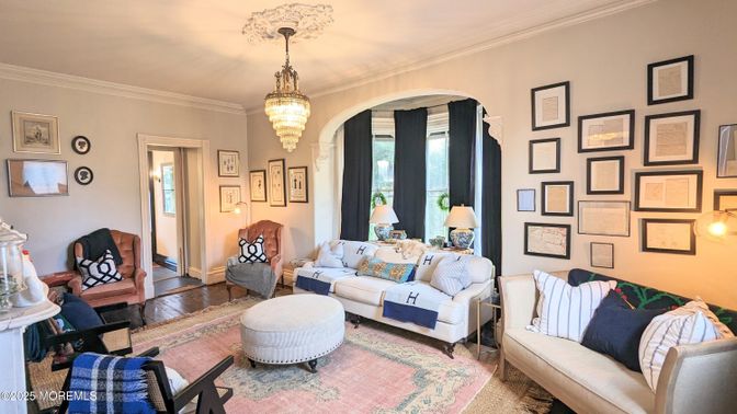 Chandelier, Interior, Living room, Wood Texture Flooring