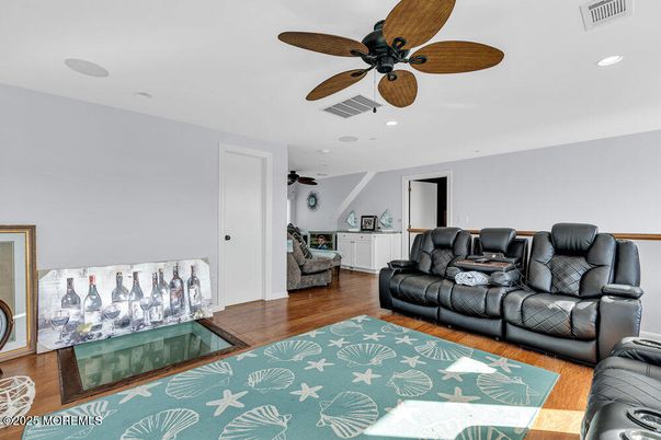 Home Theatre Room, Interior, Living room, Recessed Lighting, Wood Texture Flooring