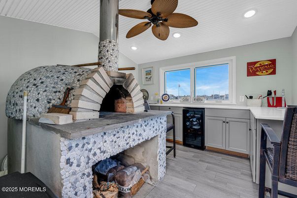 Fireplace, Interior, Recessed Lighting, Wood Texture Flooring