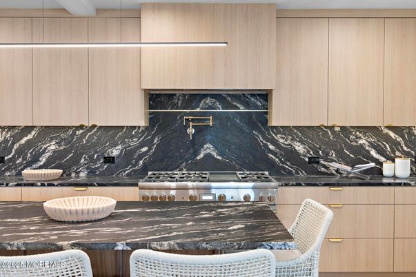 Interior, Kitchen, Marble Walls, Stainless Steel Appliances