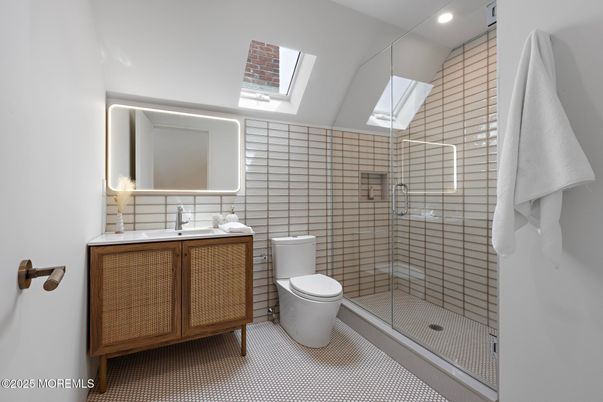 Bathroom, Glass Shower, Interior, Recessed Lighting