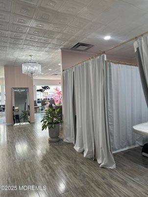 Chandelier, Interior, Recessed Lighting, Wood Texture Flooring
