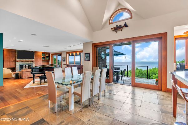 Dining room, Fireplace, Interior, Living room, Pendant Lights, Piano, Recessed Lighting, Water
