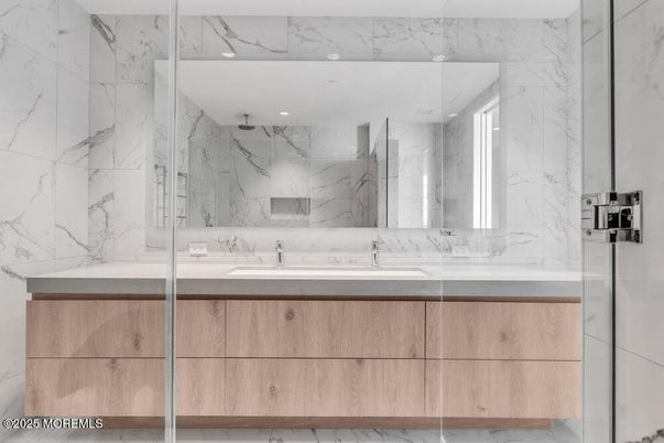Bathroom, Glass Shower, Interior, Marble, Marble Walls