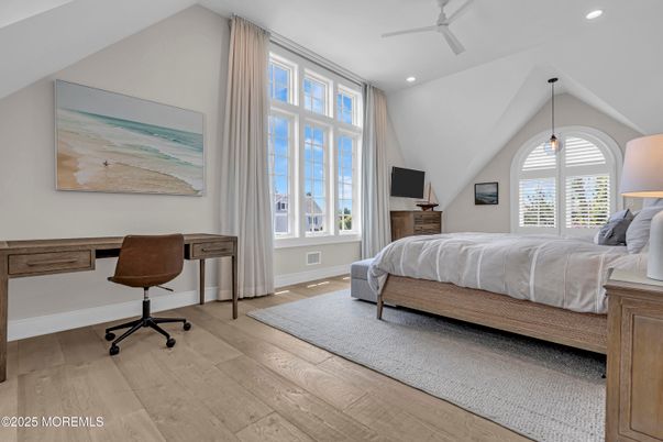 Bedroom, Home Office, Interior, Pendant Lights, Recessed Lighting, Wood Texture Flooring