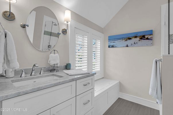 Bathroom, Dual Sink Vanities, Interior, Wood Texture Flooring