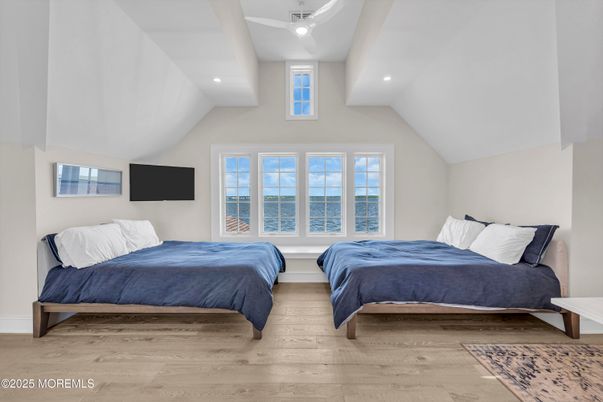 Bedroom, Interior, Recessed Lighting, Water, Wood Texture Flooring