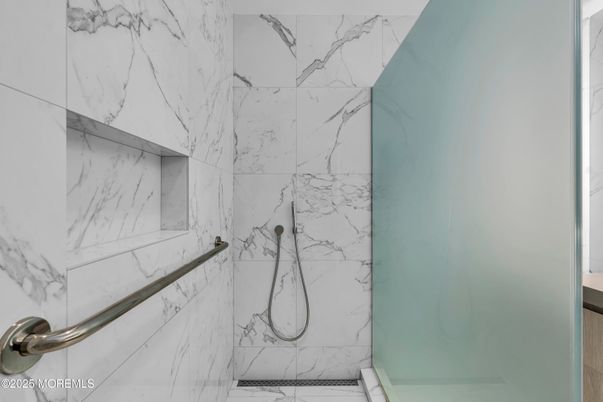 Bathroom, Glass Shower, Interior, Marble Walls