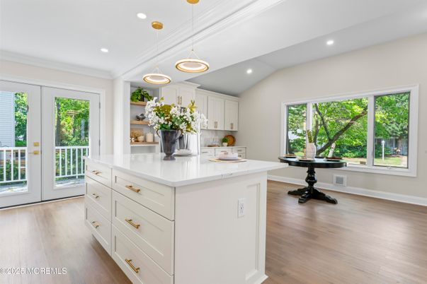Interior, Kitchen, Pendant Lights, Recessed Lighting, Wood Texture Flooring