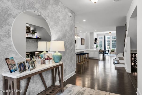 Dining room, Interior, Kitchen, Pendant Lights, Recessed Lighting, Wood Texture Flooring