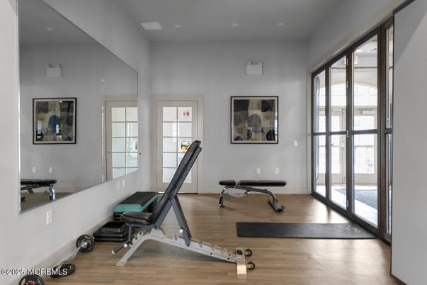 Fitness Equipment, Interior, Recessed Lighting, Wood Texture Flooring