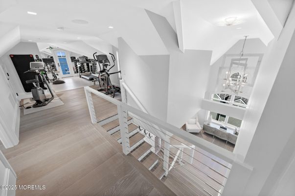 Fitness Equipment, Gym, Interior, Recessed Lighting, Wood Texture Flooring