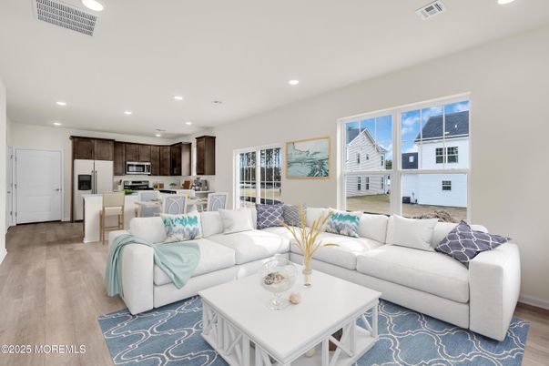 Interior, Kitchen, Living room, Recessed Lighting, Stainless Steel Appliances, Wood Texture Flooring
