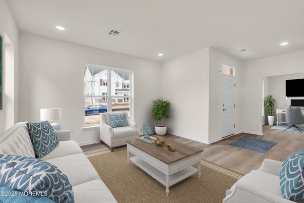 Interior, Living room, Recessed Lighting, Wood Texture Flooring