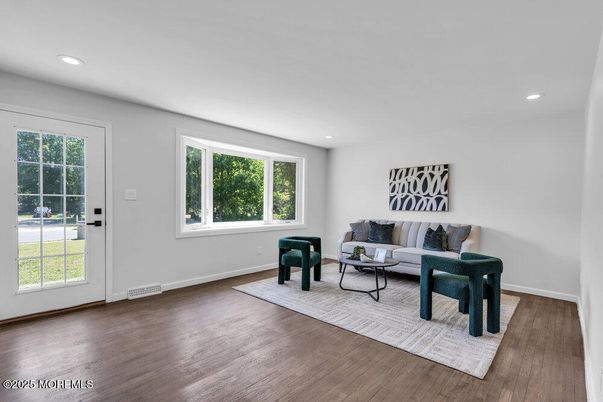 Interior, Living room, Recessed Lighting, Wood Texture Flooring