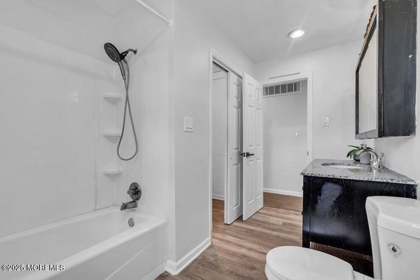 Bathroom, Interior, Recessed Lighting, Wood Texture Flooring