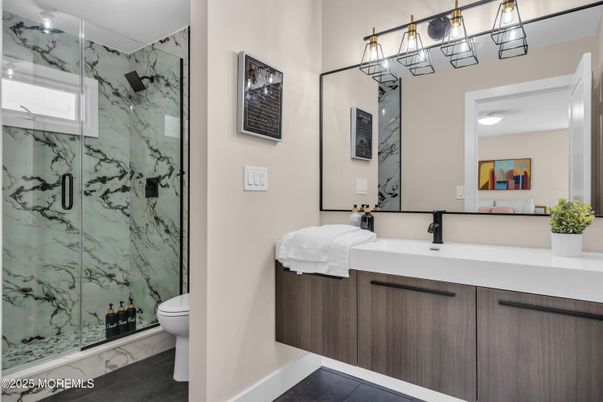 Bathroom, Glass Shower, Interior, Marble Walls