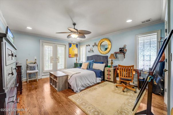 Bedroom, Home Office, Interior, Recessed Lighting, Wood Texture Flooring
