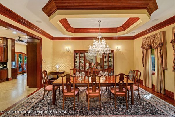 Chandelier, Dining room, Interior, Recessed Lighting