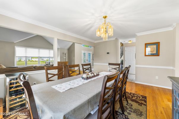 Chandelier, Dining room, Interior, Wood Texture Flooring