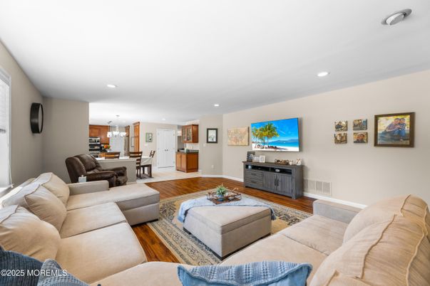 Dining room, Interior, Kitchen, Living room, Pendant Lights, Recessed Lighting, Wood Texture Flooring