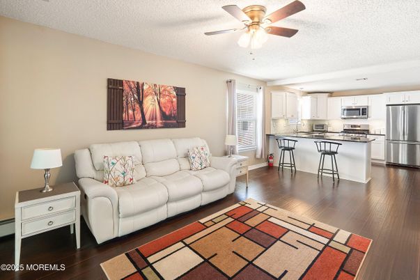 Interior, Kitchen, Living room, Stainless Steel Appliances, Wood Texture Flooring