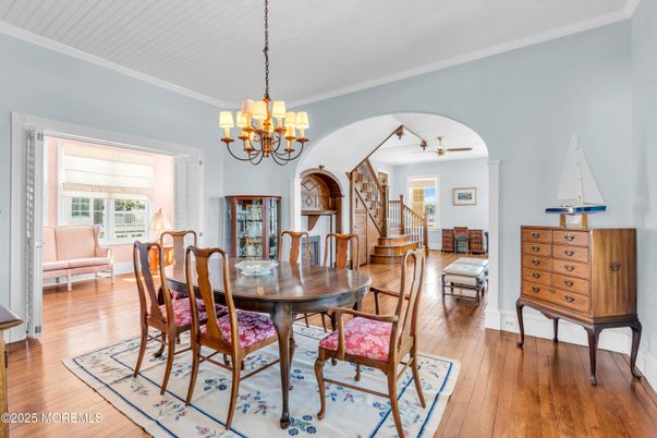 Chandelier, Dining room, Interior, Wood Texture Flooring