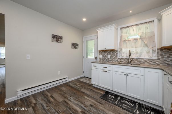 Interior, Kitchen, Recessed Lighting, Wood Texture Flooring