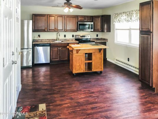 Interior, Kitchen, Stainless Steel Appliances, Wood Texture Flooring