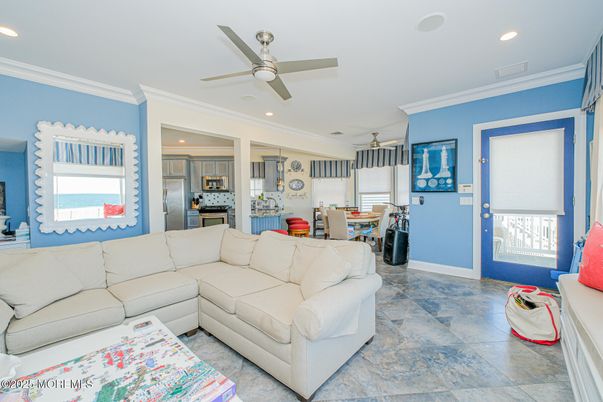 Dining room, Interior, Kitchen, Living room, Recessed Lighting, Stainless Steel Appliances