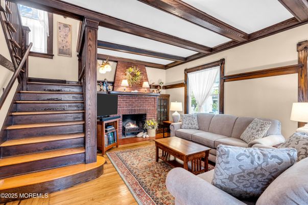 Fireplace, Interior, Living room, Wooden Beams, Wood Texture Flooring